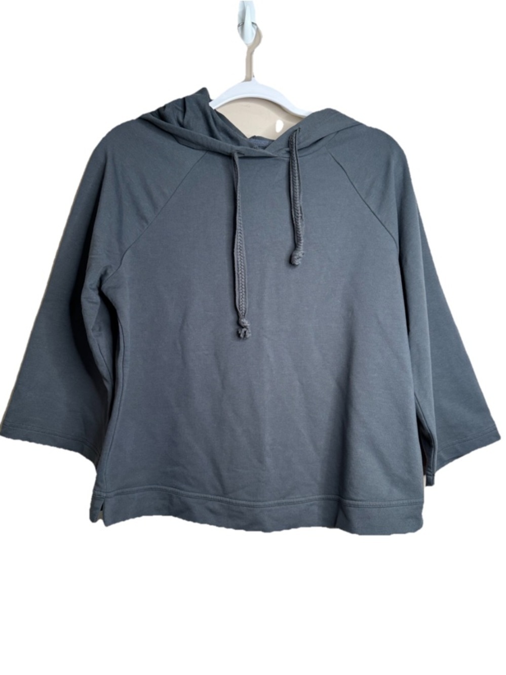 Pact Organic Cotton Cropped Wide Sleeve Hoodie Gray S Relaxed Fit Sweatshirt B22
